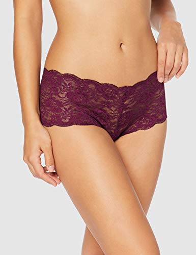 Marca Amazon - IRIS & LILLY Braga Boy Short de Encaje Mujer, Pack de 3, Púrpura (Winter Bloom), L, Label: L