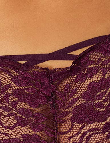 Marca Amazon - IRIS & LILLY Braga Boy Short de Encaje Mujer, Pack de 3, Púrpura (Winter Bloom), L, Label: L