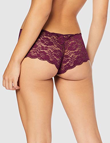Marca Amazon - IRIS & LILLY Braga Boy Short de Encaje Mujer, Pack de 3, Púrpura (Winter Bloom), L, Label: L