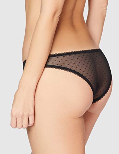 Marca Amazon - IRIS & LILLY Braga Brasileña de Rejilla Mujer, Pack de 4, Negro (Black), L, Label: L