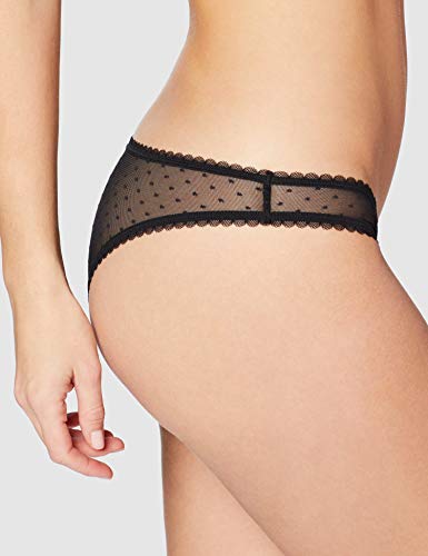 Marca Amazon - IRIS & LILLY Braga Brasileña de Rejilla Mujer, Pack de 4, Negro (Black), L, Label: L