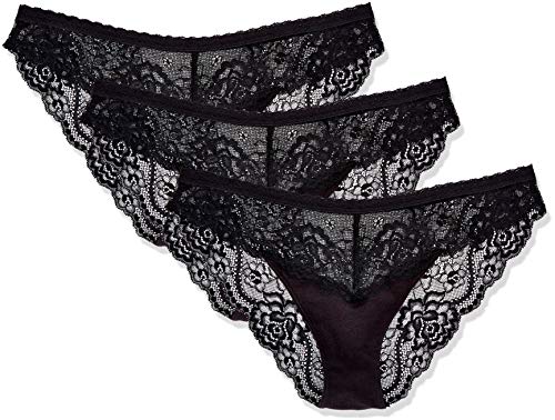 Marca Amazon - IRIS & LILLY Braga Hipster de Algodón Mujer, Pack de 3, Negro (Black), S, Label: S