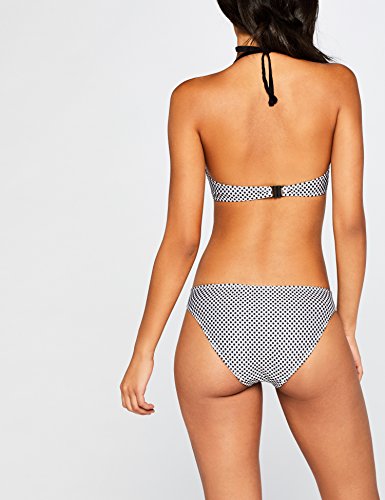 Marca Amazon - IRIS & LILLY Braguita de Bikini de Cuadros Vichy Mujer, Multicolor (Black/white), L, Label: L