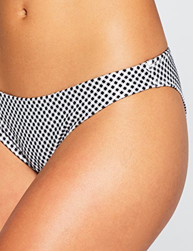 Marca Amazon - IRIS & LILLY Braguita de Bikini de Cuadros Vichy Mujer, Multicolor (Black/white), L, Label: L