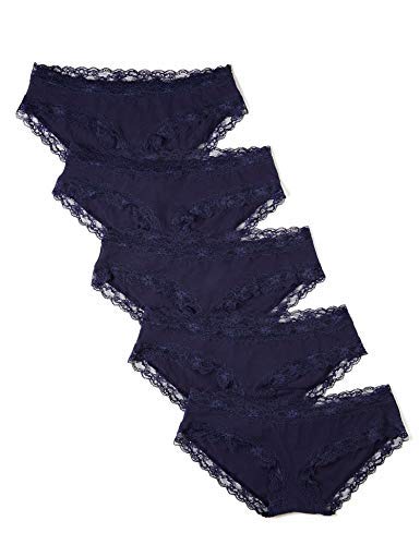Marca Amazon - Iris & Lilly Braguita Mujer, Pack de 5, Azul (Navy), S, Label: S