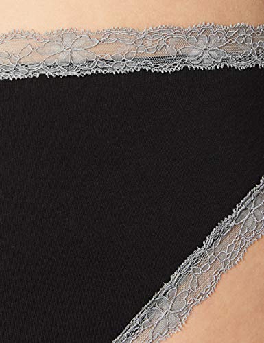 Marca Amazon - Iris & Lilly Braguita Mujer, Pack de 5, Negro (Black/Mid Grey Lace), XXL, Label: XXL