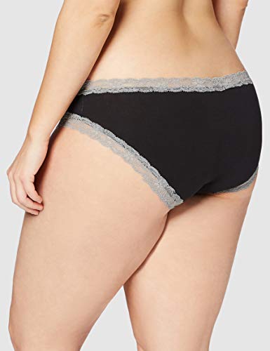 Marca Amazon - Iris & Lilly Braguita Mujer, Pack de 5, Negro (Black/Mid Grey Lace), XXL, Label: XXL