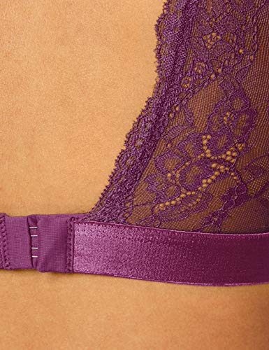 Marca Amazon - IRIS & LILLY Bralette de Encaje Mujer, Morado (Plum), S, Label: S