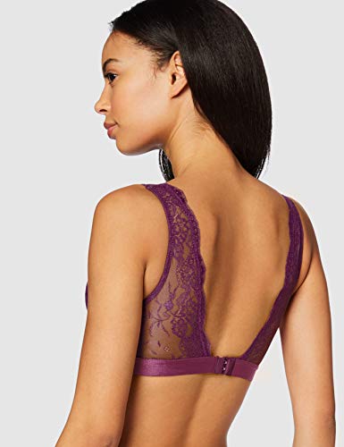 Marca Amazon - IRIS & LILLY Bralette de Encaje Mujer, Morado (Plum), S, Label: S