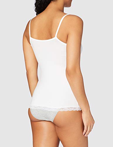 Marca Amazon - IRIS & LILLY Camiseta de Tirantes con Encaje Body Natural para Mujer, Pack de 2, Multicolor (White/Black), XS, Label: XS