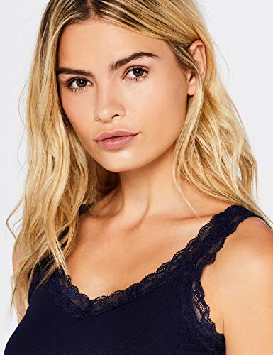 Marca Amazon - Iris & Lilly Camiseta de Tirantes de Algodón Mujer, Pack de 2, Azul (Navy), XXL, Label: XXL