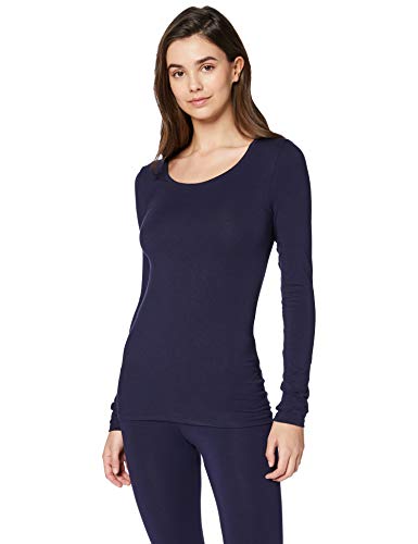 Marca Amazon - IRIS & LILLY Camiseta Interior Térmica Ligera de Manga Larga para Mujer, Azul (Navy), XS, Label: XS