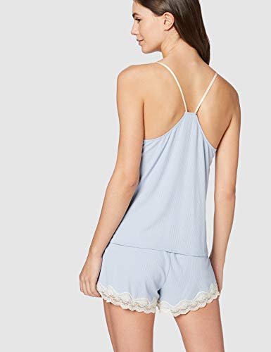 Marca Amazon - Iris & Lilly Conjunto de Pijama Mujer, Azul (Zen Blue)., M, Label: M