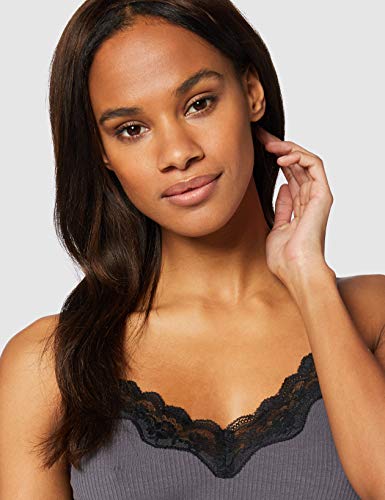 Marca Amazon - Iris & Lilly Conjunto de Pijama Mujer, Gris (perla ennegrecida)., S, Label: S