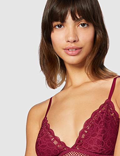 Marca Amazon - IRIS & LILLY Crochet Lace Triangle Sujetador Estilo Bralette Mujer, Rojo (Rhododendron), M, Label: M