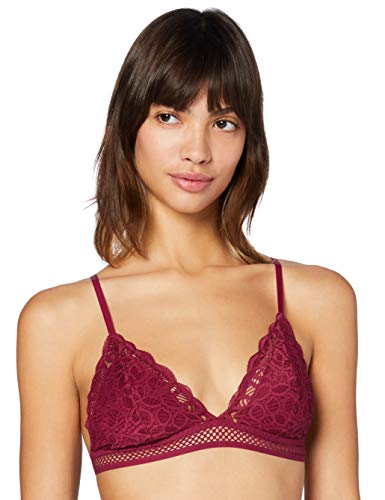 Marca Amazon - IRIS & LILLY Crochet Lace Triangle Sujetador Estilo Bralette Mujer, Rojo (Rhododendron), M, Label: M