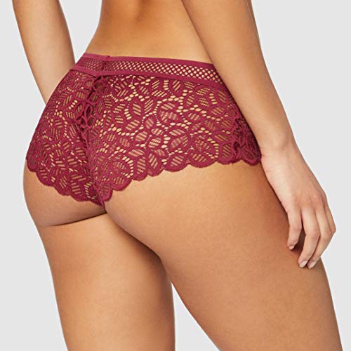 Marca Amazon - IRIS & LILLY Culotte de Crochet y Encaje Mujer, Pack de 2, Rojo (Rhododendron), S, Label: S