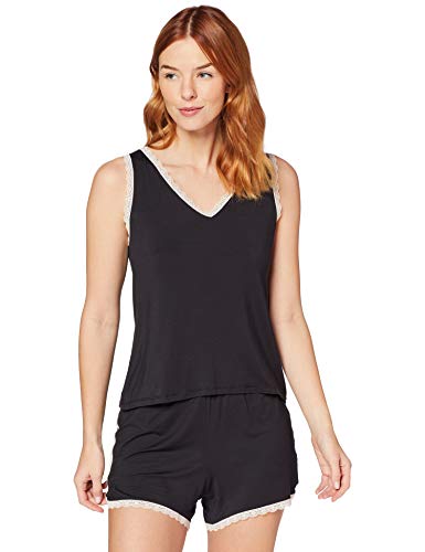 Marca Amazon - IRIS & LILLY Pijama de Felpa Mujer, Negro (Black Beauty), M, Label: M