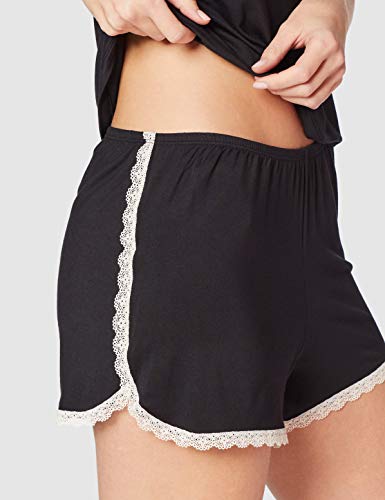 Marca Amazon - IRIS & LILLY Pijama de Felpa Mujer, Negro (Black Beauty), M, Label: M