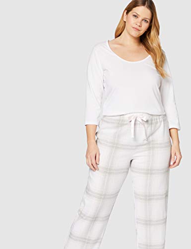 Marca Amazon - Iris & Lilly Pijama de Modal Mujer, Multicolor (White), S, Label: S