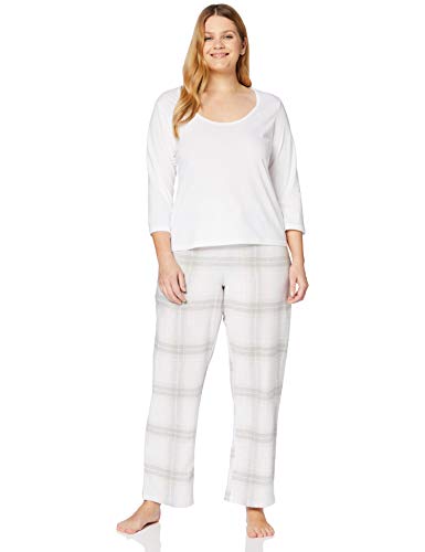 Marca Amazon - Iris & Lilly Pijama de Modal Mujer, Multicolor (White), S, Label: S