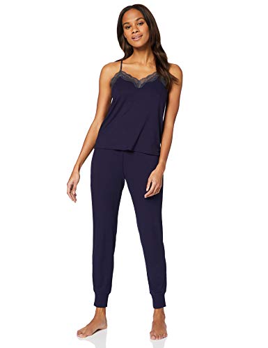 Marca Amazon - IRIS & LILLY Pijama Mujer, Azul (Martime Blue Martime Blue), L, Label: L