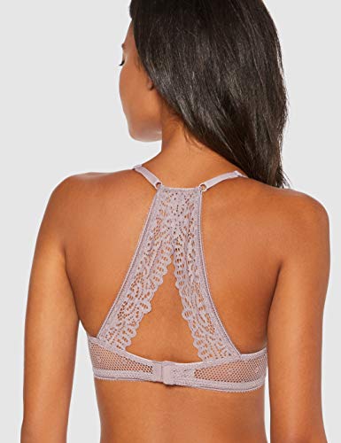 Marca Amazon - IRIS & LILLY Sujetador de Encaje Estilo Camiseta Mujer, Beige (Ice Coffee/Cameo Rose), 95D, Label: 36D