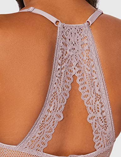Marca Amazon - IRIS & LILLY Sujetador de Encaje Estilo Camiseta Mujer, Beige (Ice Coffee/Cameo Rose), 95D, Label: 36D