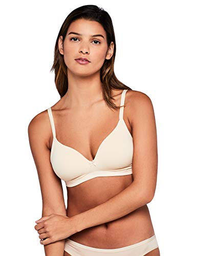 Marca Amazon - IRIS & LILLY Sujetador sin Aros con Relleno Mujer, Beige (Sand Dollar), 90C, Label: 34C
