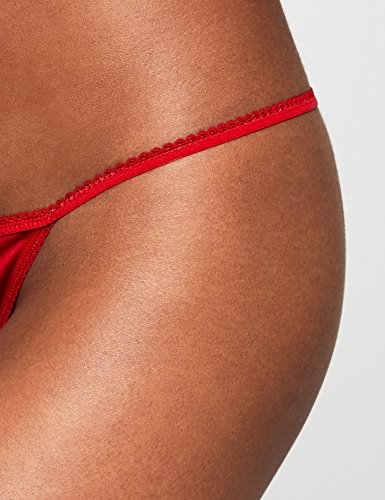 Marca Amazon - IRIS & LILLY Tanga de Hilo de Algodón Mujer, Pack de 5, Multicolor (Night Sky/ Scarlet Sage/ White), XL, Label: XL