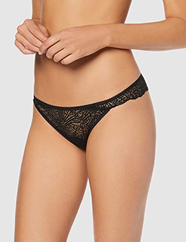 Marca Amazon - Iris & Lilly Tanga Mujer, Pack de 3, Negro (Black), XL, Label: XL