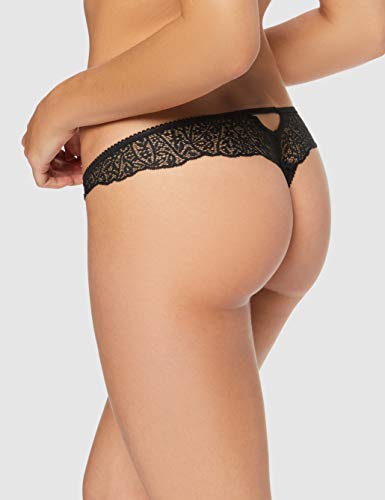 Marca Amazon - Iris & Lilly Tanga Mujer, Pack de 3, Negro (Black), XL, Label: XL