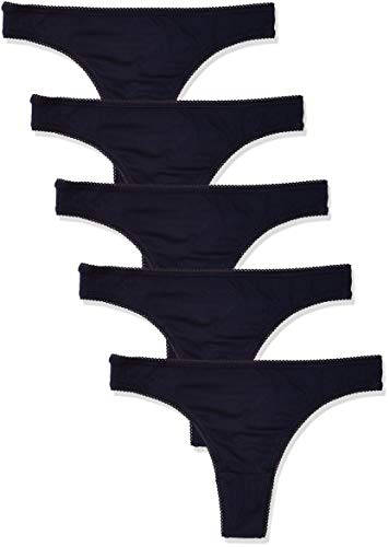 Marca Amazon - Iris & Lilly Tanga Mujer, Pack de 5, Azul (Navy Blazer), XL, Label: XL