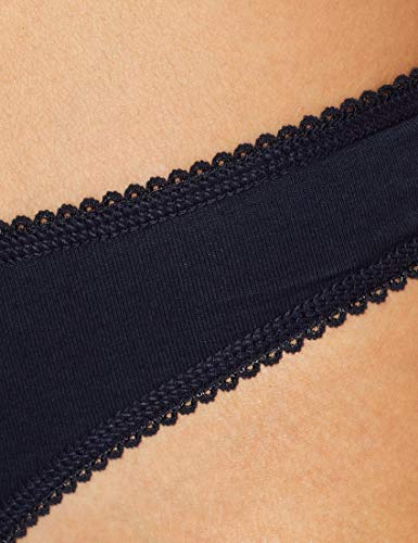 Marca Amazon - Iris & Lilly Tanga Mujer, Pack de 5, Azul (Navy Blazer), XL, Label: XL