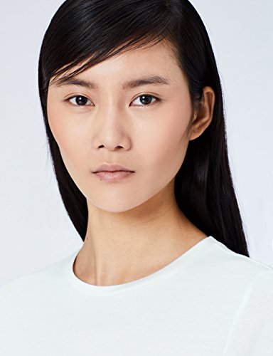 Marca Amazon - MERAKI 2 Pack Crew Neck, Camiseta con Cuello Redondo Mujer, Lot de 2, Blanco (White/White), 40, Label: M