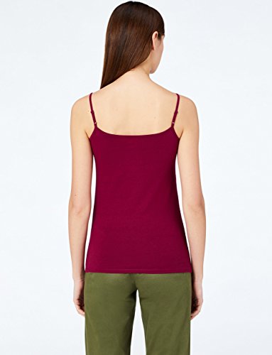 Marca Amazon - MERAKI Camiseta Mujer de Tirantes, Pack de 2, Rojo (Tawny Port/white), 38, Label: S