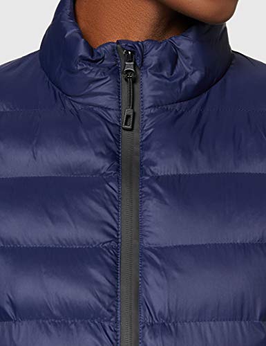 Marca Amazon - MERAKI Chaqueta de Plumas Cuello Alto Mujer, Azul (Navy), 38, Label: S