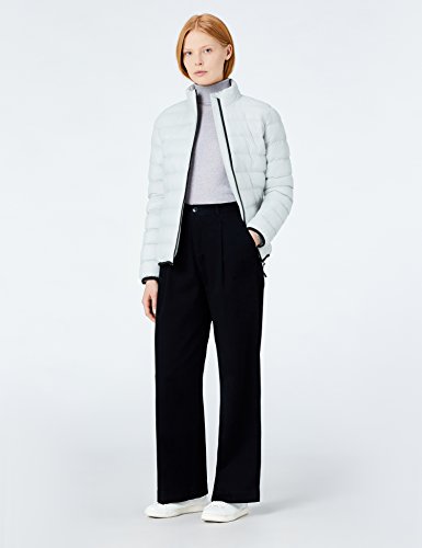 Marca Amazon - MERAKI Chaqueta de Plumas Cuello Alto Mujer, Plateado (Silver), 42, Label: L