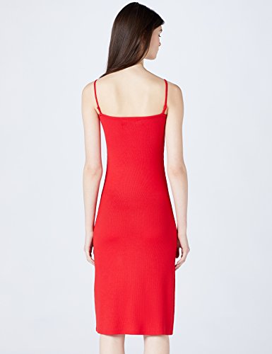 Marca Amazon - MERAKI Vestido de Tirantes Slim Fit Mujer, Rojo (Racing Red), 40, Label: M
