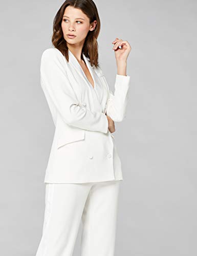 Marca Amazon - Truth & Fable Chaqueta Larga de Vestir Mujer, Blanco (Ivory), 42, Label: L