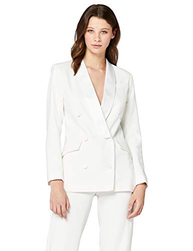 Marca Amazon - Truth & Fable Chaqueta Larga de Vestir Mujer, Blanco (Ivory), 42, Label: L
