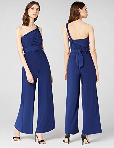 Marca Amazon - TRUTH & FABLE Mono Bandeau de Manga Corta Mujer, azul (marino), 42, Label: L