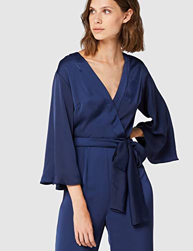 Marca Amazon - TRUTH & FABLE Mono de Noche con Manga Corta Mujer, Azul (Blue), 46, Label: XXL