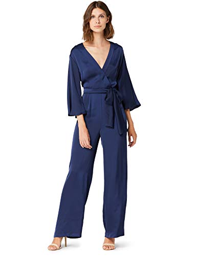 Marca Amazon - TRUTH & FABLE Mono de Noche con Manga Corta Mujer, Azul (Blue), 46, Label: XXL