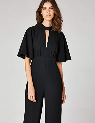 Marca Amazon - TRUTH & FABLE Mono Largo con Mangas de Vuelo Mujer, Multicolor (Black), 36, Label: XS