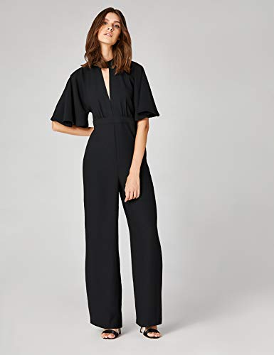 Marca Amazon - TRUTH & FABLE Mono Largo con Mangas de Vuelo Mujer, Multicolor (Black), 36, Label: XS