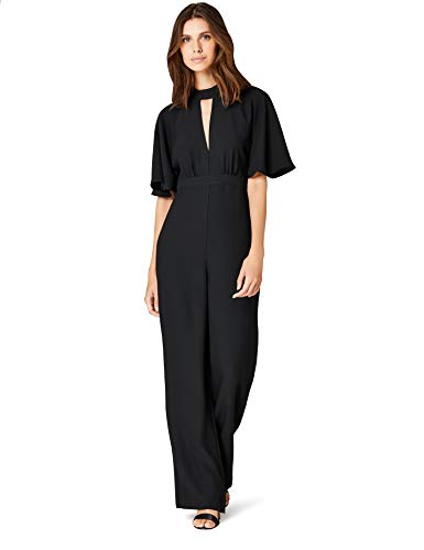 Marca Amazon - TRUTH & FABLE Mono Largo con Mangas de Vuelo Mujer, Multicolor (Black), 36, Label: XS