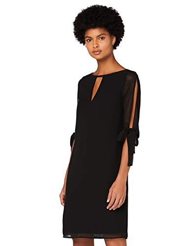 Marca Amazon - TRUTH & FABLE Vestido Evasé de Gasa Mujer, Noir (Black), 46, Label: XXL