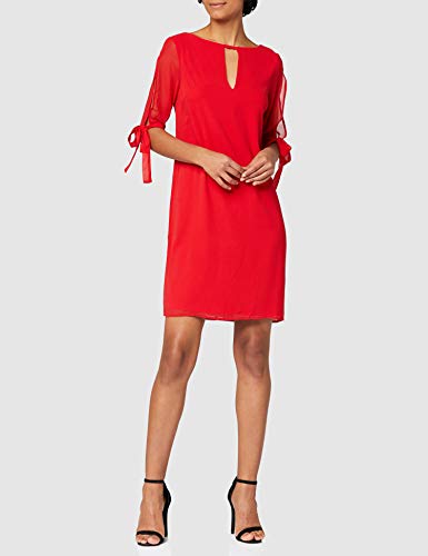 Marca Amazon - TRUTH & FABLE Vestido Evasé de Gasa Mujer, Rouge (Red), 48, Label: 3XL