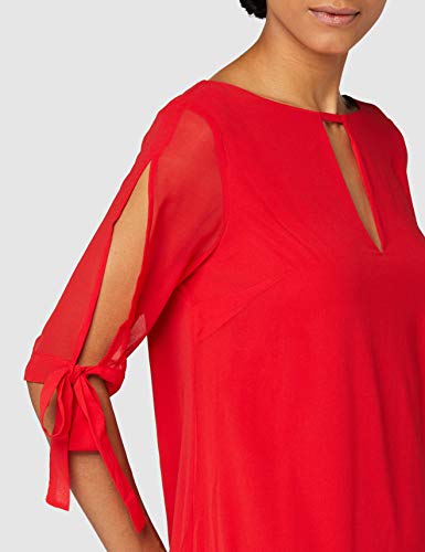 Marca Amazon - TRUTH & FABLE Vestido Evasé de Gasa Mujer, Rouge (Red), 48, Label: 3XL